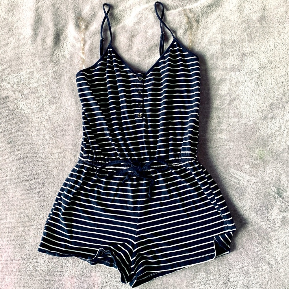 Navy striped romper